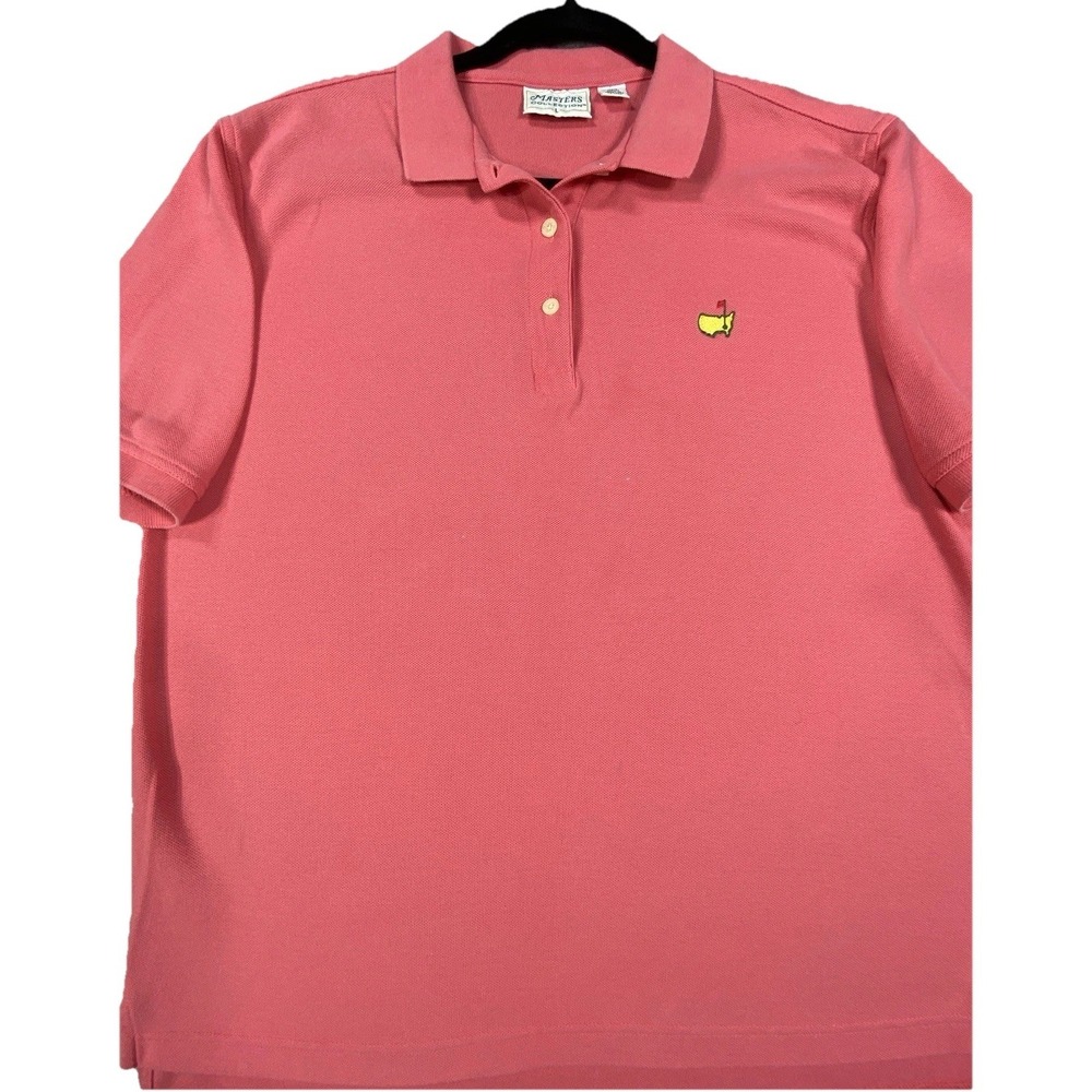 Vintage Masters Golf Polo Shirt Womens Large Pink Solid Knit Logo Hong Kong 90s‎